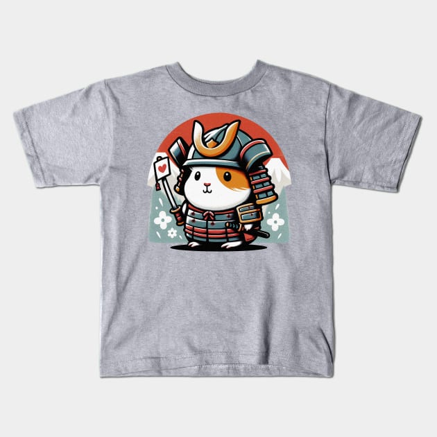 Kawaii Samurai Animal Hamster with Katana Cute Love Japanese Background Fuji Mount Kids T-Shirt by EmuftyDesign